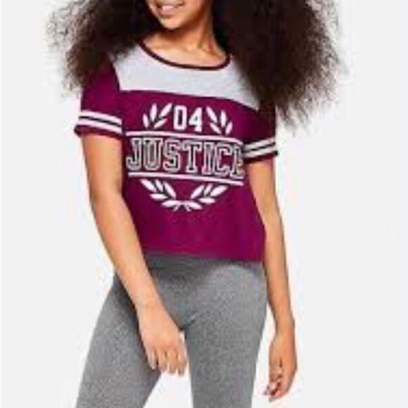 Justice active crop top size 12 girls burgundy - Picture 1 of 9